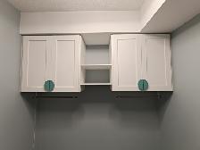 White Shaker Wall Cabinets   Shelf Unit   Towel Bars