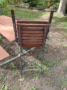 Folding wood and metal patio chair - Photo 2