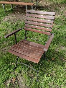 Folding wood and metal patio chair - Photo 3