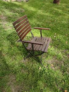 Folding wood and metal patio chair - Photo 4