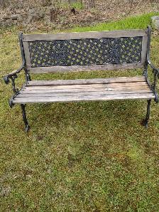 50' wood and metal bench