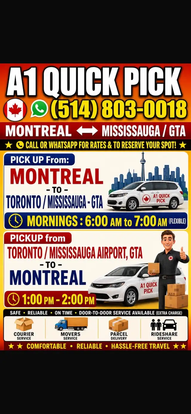 CARPOOL RIDE TORONTO MISSISSAUGA TO MONTREAL