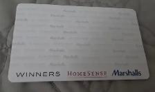 GIFT CARDS $749.00 & $499.00 WINNERS MARSHALLS HOMESENSE