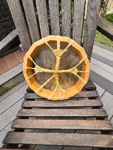 13-sided raw hide hand drum - Photo 2