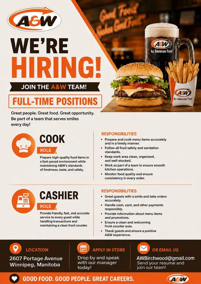 A&W Full-Time Job Opportunities