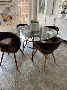Glass Dinette Table and Four Chairs