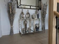 Glass Coffee and end tables including decorative pieces