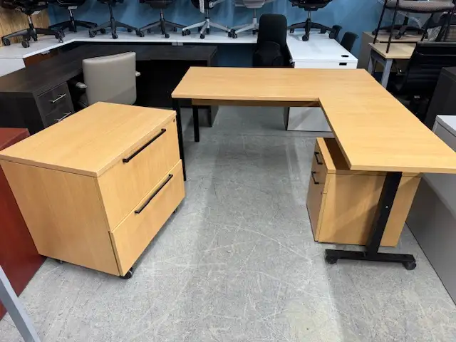 Desks/ Global L-Shape stations with lateral files $499.99