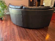 Dark Brown Leather Sofa with Matching Ottoman - Photo 2