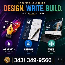 GRAPHICS DESIGN, RESUME WRITING SERVICE, WEB DESIGN(343)349-9560