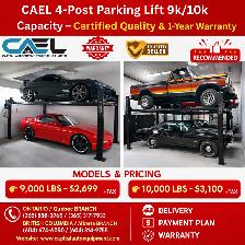 New CAEL 4-Post Parking & Storage Car Lifts – 9,000 / 10,000 lb