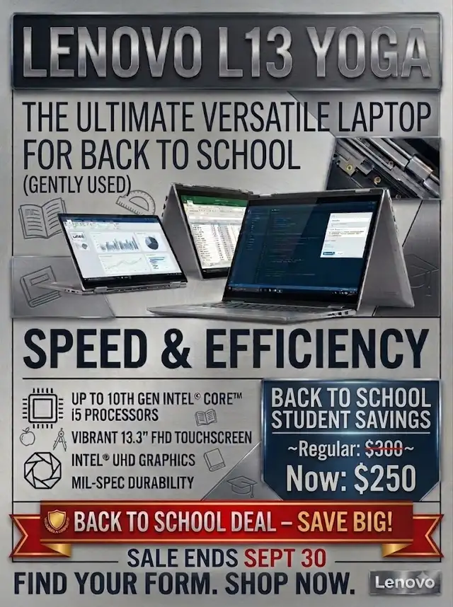 BACK TO SCHOOL DEAL – Lenovo ThinkPad L13 Yoga