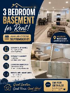 Spacious 3-Bedroom Basement Suite for Rent