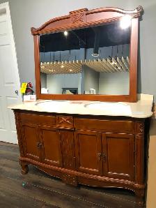 59" Solid Oak Vanity Combo (Cabinet   Top   Mirror) $988 HST –