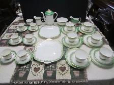 Aynsley DURHAM GREEN fine bone china Tea Set for 6