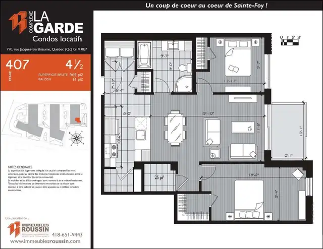 2 bedroom apartment for rent (4 1/2)
