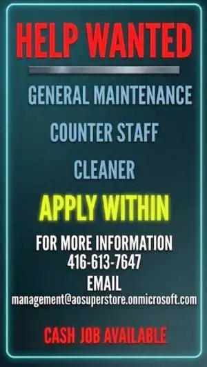 CASH JOB AVAIL - GEN MAINTANENCE/CLEANER/OVERNIGHT COUNTERSTAFF
