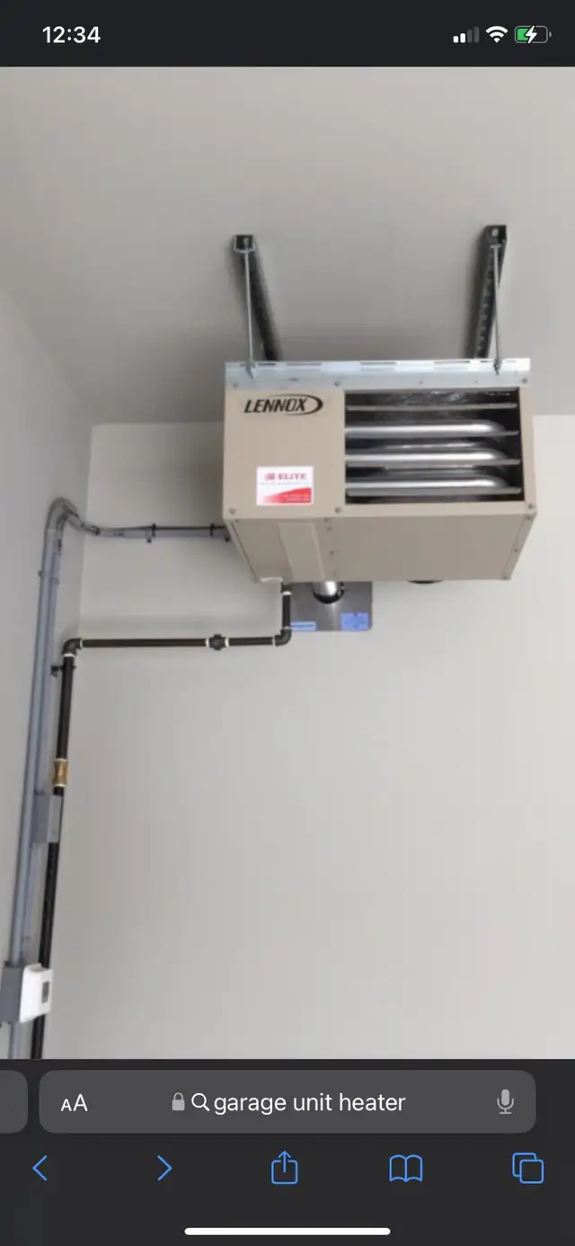 Garage heater installation
