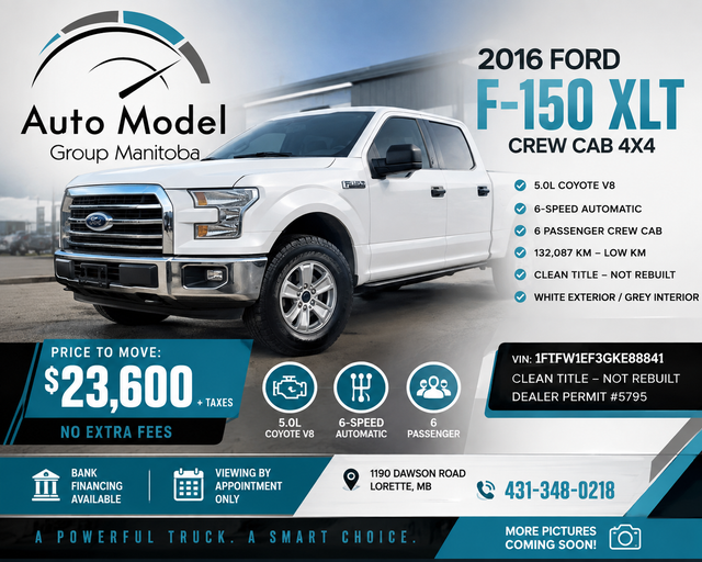 2016 Ford F-150 XLT SUPERCREWCAB 5.0 COYOTE/LOW KM/