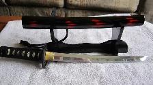 JAPANESE TANTO SWORD WITH SCABBARD ON DISPLAY STAND - Photo 2