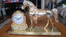 VINTAGE 1950/60‘s ELECTRIC BRASS HORSE CLOCK VERY NICE WORKING