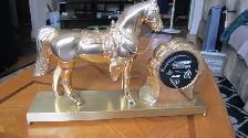 VINTAGE 1950/60‘s ELECTRIC BRASS HORSE CLOCK VERY NICE WORKING - Photo 8