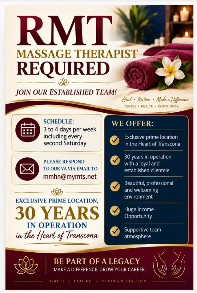 RMT Massage Therapist Position