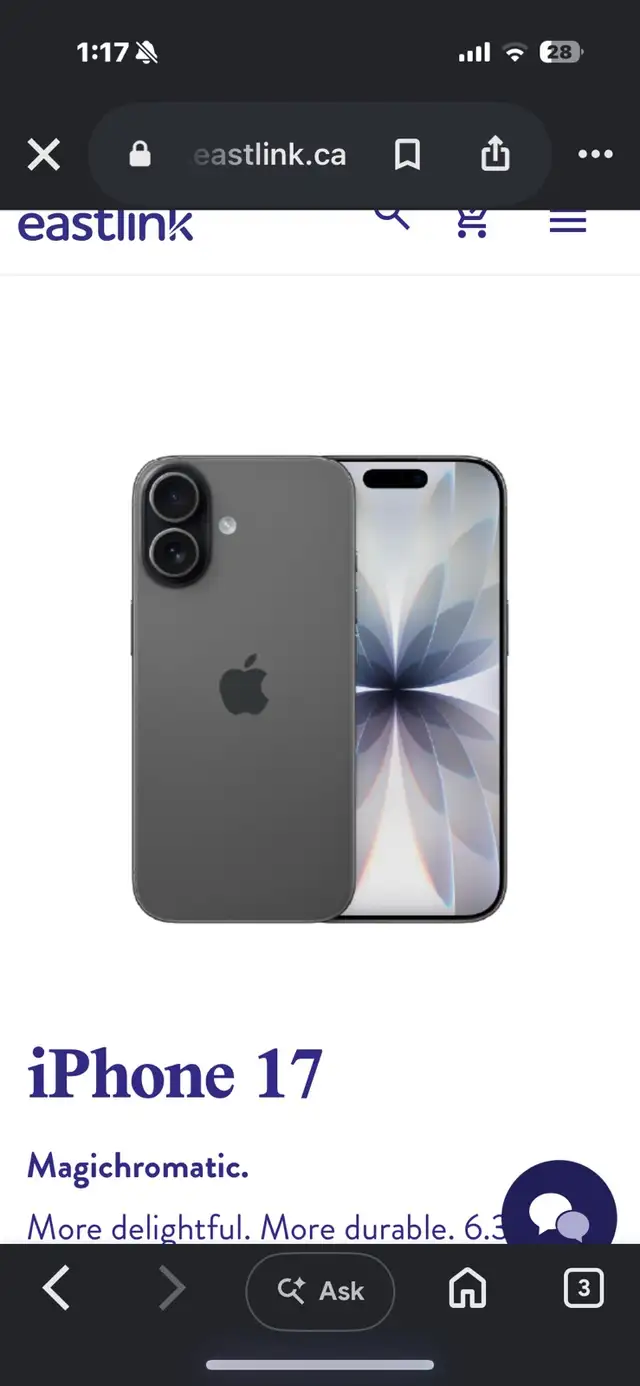 IPhone 17 black with case and screen protector for sale for $900