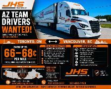 HIRING AZ TEAM DRIVERS – TORONTO ↔ VANCOUVER