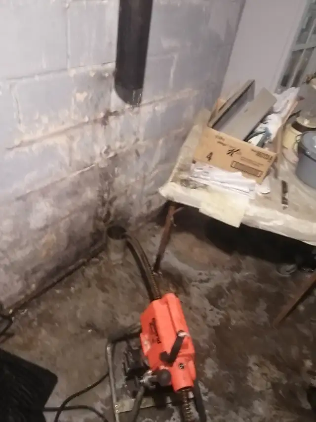 DRAIN SNAKE ROUGH IN WASHROOM SUMP PUMP ISSUE WATERPROOFING WET