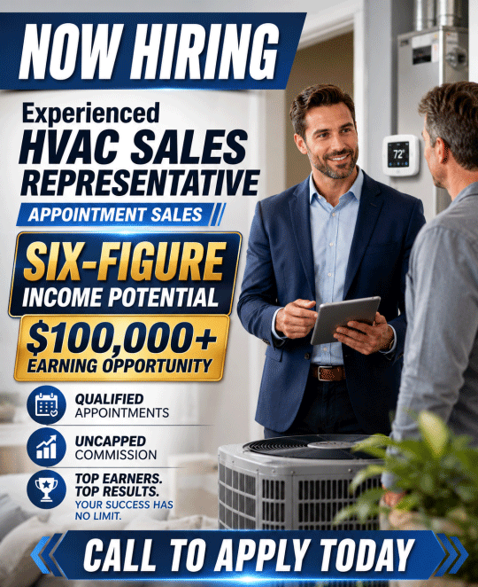 EXPERIENCED HVAC SALES with 6-Figure Income Potential!