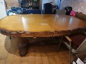 ANTIQUE 1 TABLE ET 3 COMMODES 1 MIRROIR 2 CHEVETS BON ETAT NEG.