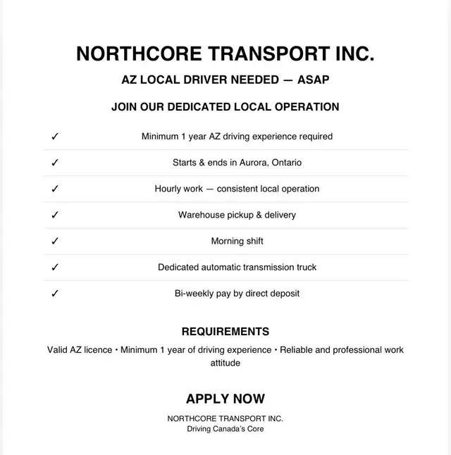 AZ LOCAL DRIVER NEEDED ASAP