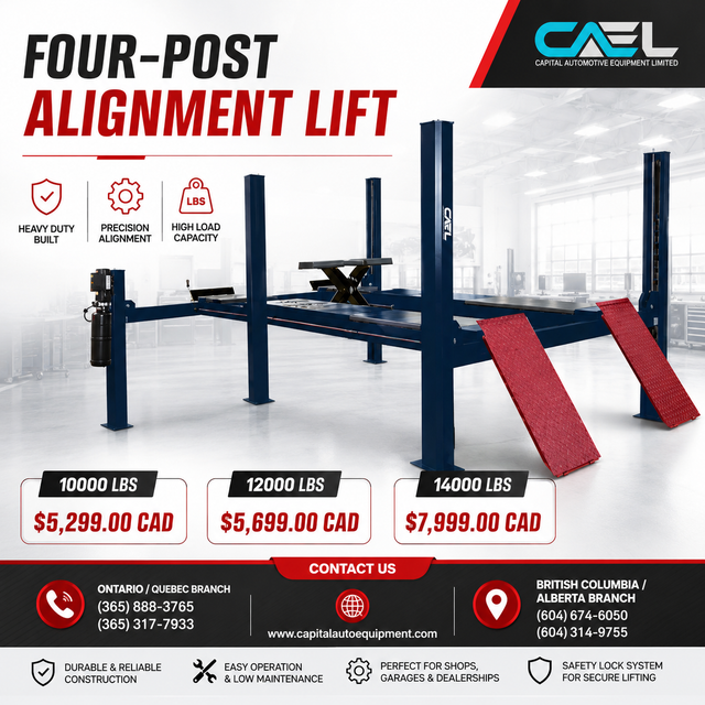 New CAEL 4-Post Hoist Alignment Service Lift – Certified &Warran