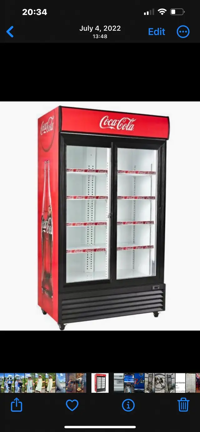Coca Cola fridge two sliding doors