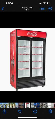 Coca Cola fridge two sliding doors
