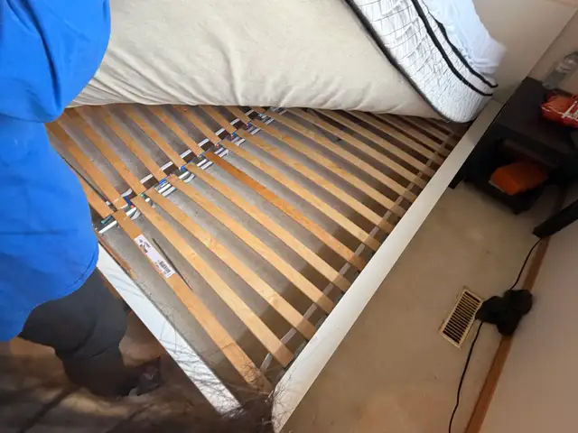 Ikea Wooden king size white bed frame set with slats