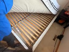 Ikea Wooden king size white bed frame set with slats