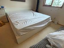 Ikea Wooden king size white bed frame set with slats - Photo 5