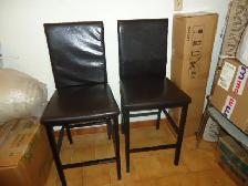 TWO BAR STOOLS - BLACK LEATHER