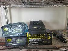 Yardworks 40V Max Charger and 2 Batteries