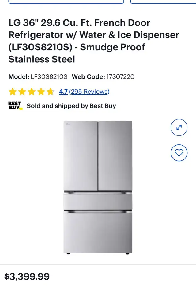 LG 36' 29.6 Cu. Ft. French Door Refrigerator