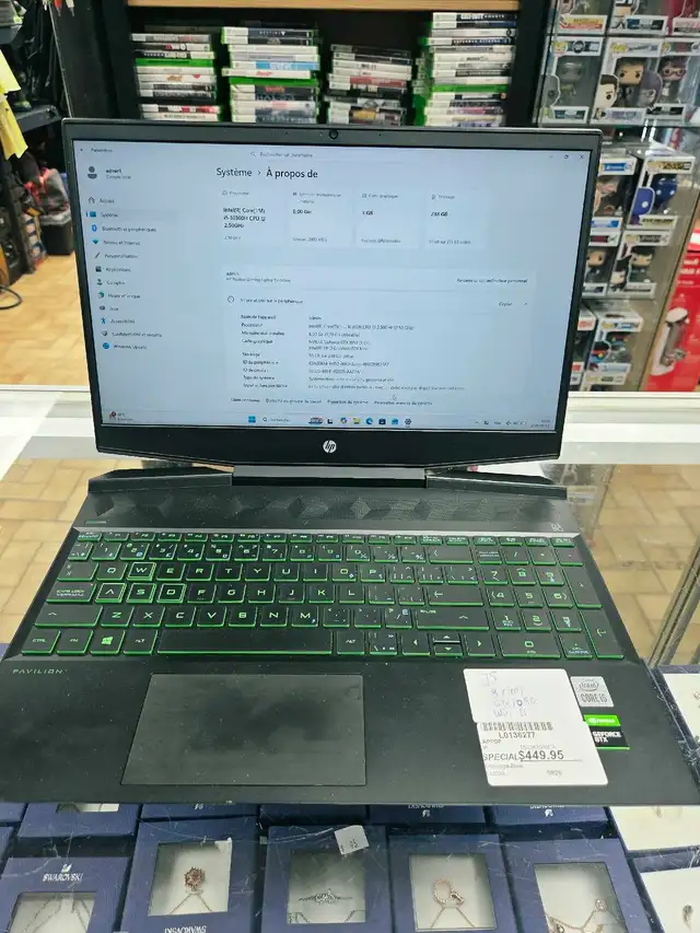 Laptop I5 8 ram gtx 1050 win 11