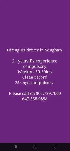 Hiring DZ drivers in Vaughan