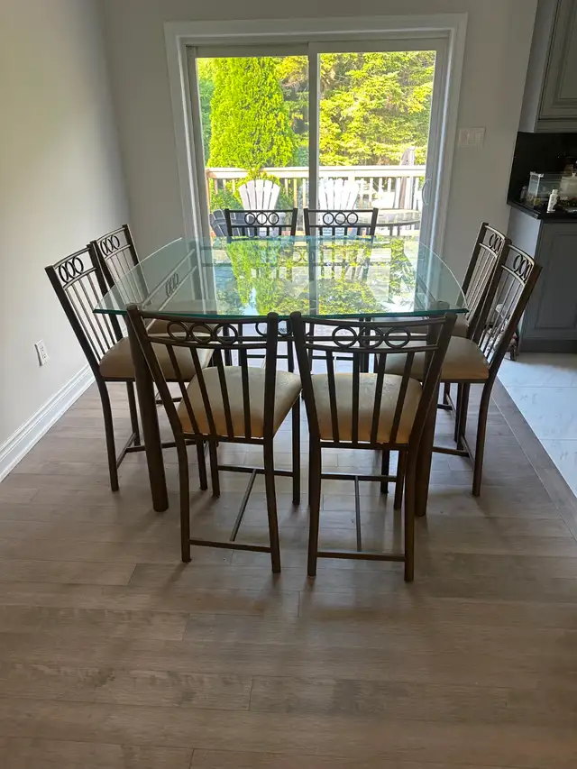 GLASS DINING TABLE WITH 8 CHAIRS – DINING SET