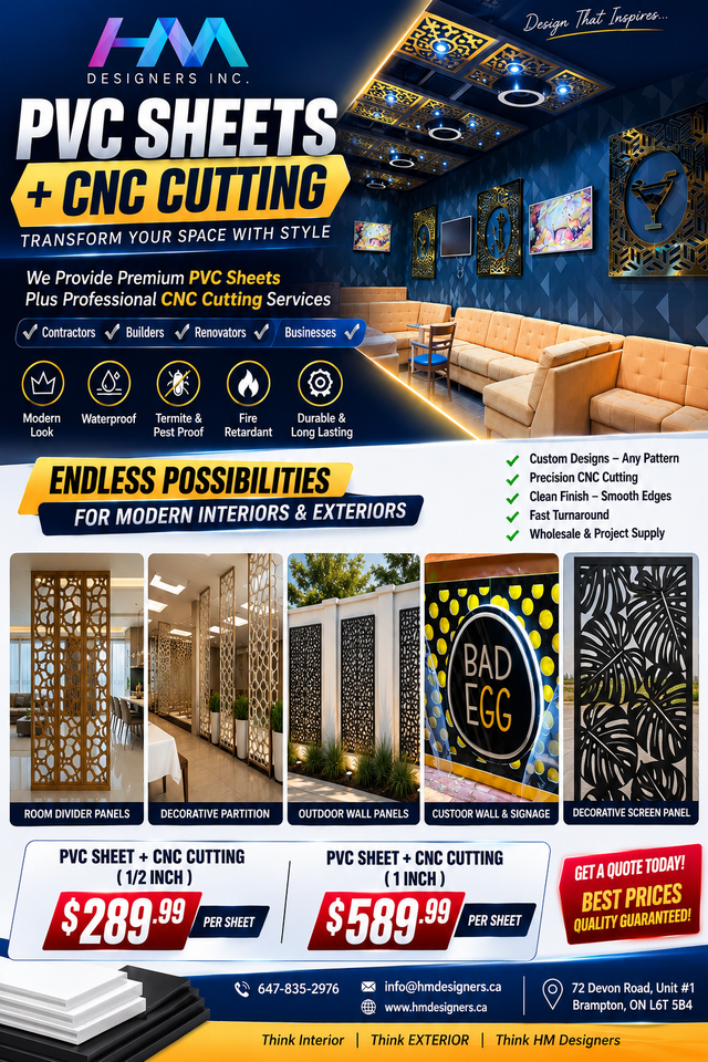 PVC Sheets & CNC Cutting Services – Custom Designs | Brampton