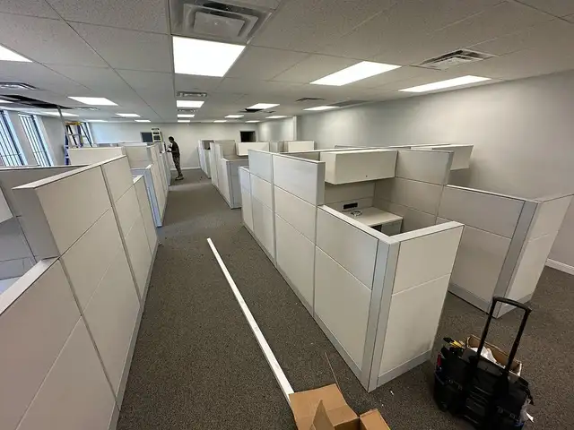 Premium Teknion Leverage Arctic Workstations Call now!