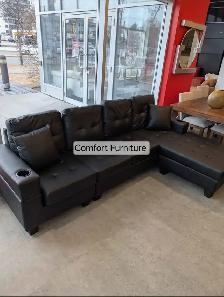 4 Seater Sectional Sofa Black Leather