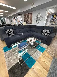 New Sleek Black 3-Piece Sectional Sofa Bed In Fabric Big Sale