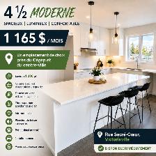 4 ½ MODERNE À VICTORIAVILLE –  1 165 $/MOIS!